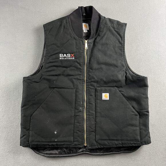 Carhartt Vest Mens XL Black Quilt Lined Grunge Full Zip Outdoor Workwear - Picture 1 of 10